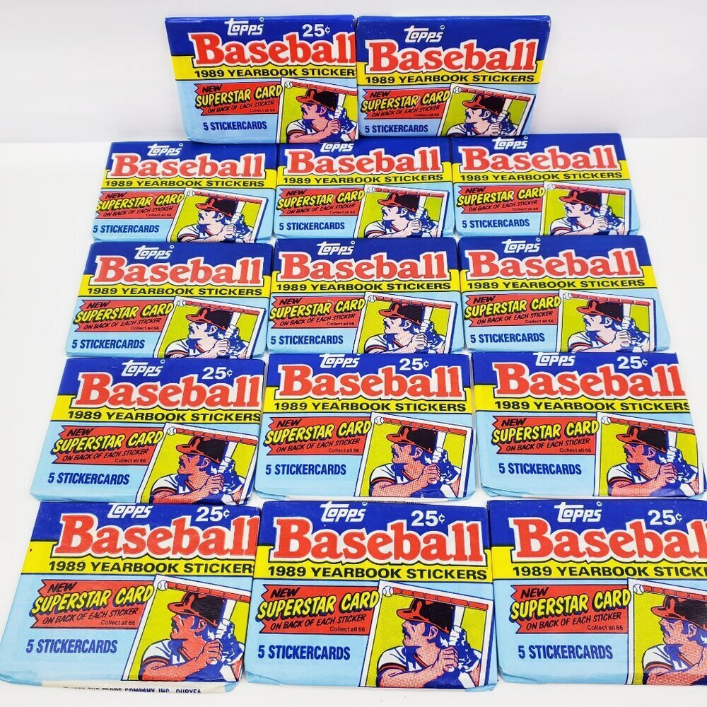 Topps Baseball 1989 Yearbook Stickers Superstar Card Lot of 14 Wax Packs Sealed
